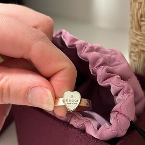 Gucci Silver Heart Emblem Ring